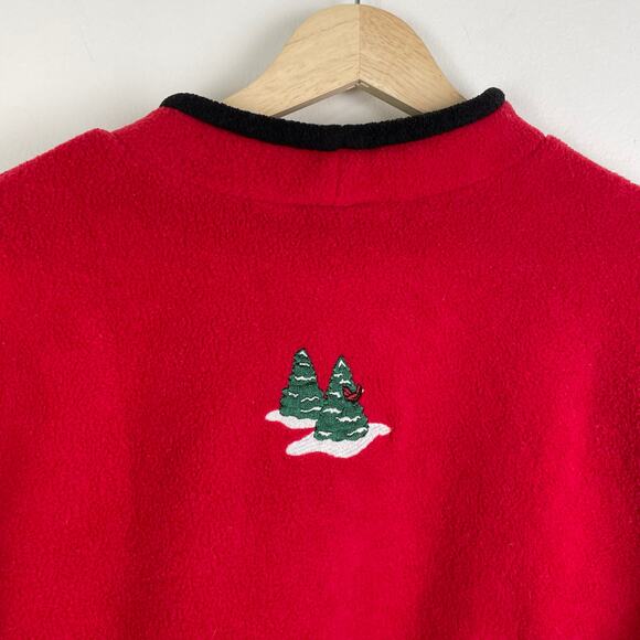 Vintage C&B Sport Fleece Winter Cabin Sweatshirt Christmas Sweater Red Mockneck - Picture 10 of 11